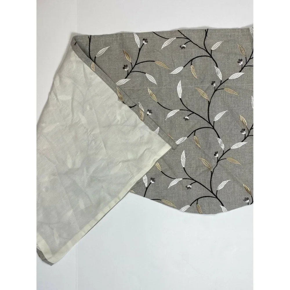 1 Handmade Custom Gray Valance Curtain Embroidered Floral Linen Luxury Window
